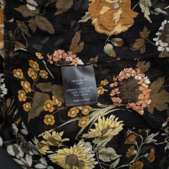 Robert Rodriguez Floral Tired Ruffle Silk Dress S Black Sheer Boho Whimsygoth - Picture 11 of 12
